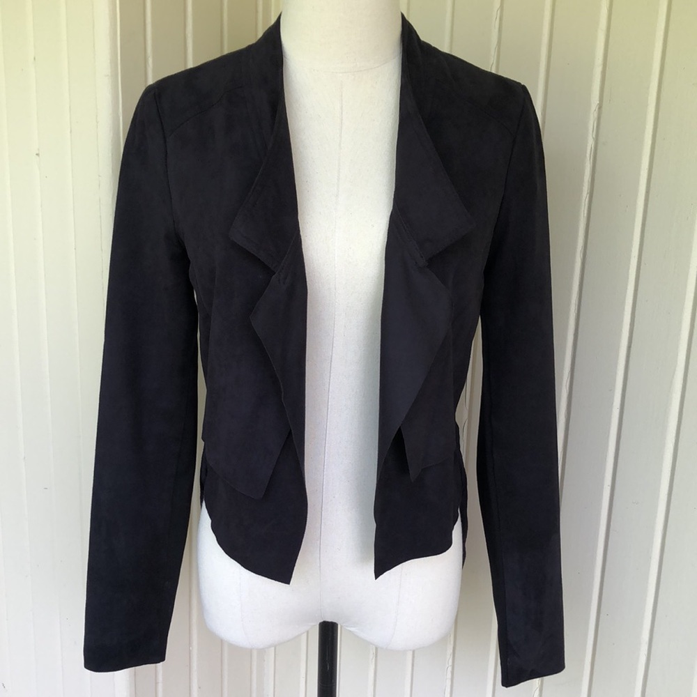 INC International Concepts black faux suede and knit Jacket